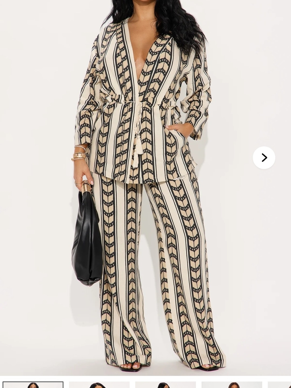 Striped Wide-Leg Jumpsuit in Cream and Black